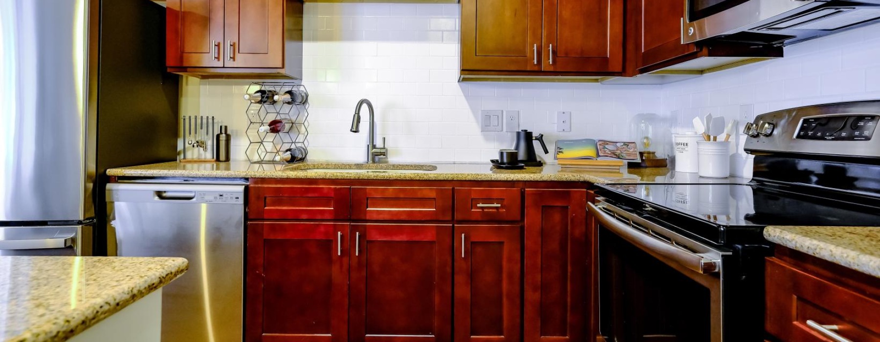 spacious kitchen with ample lighting