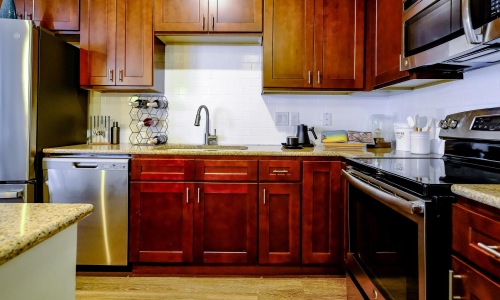 spacious kitchen with ample lighting