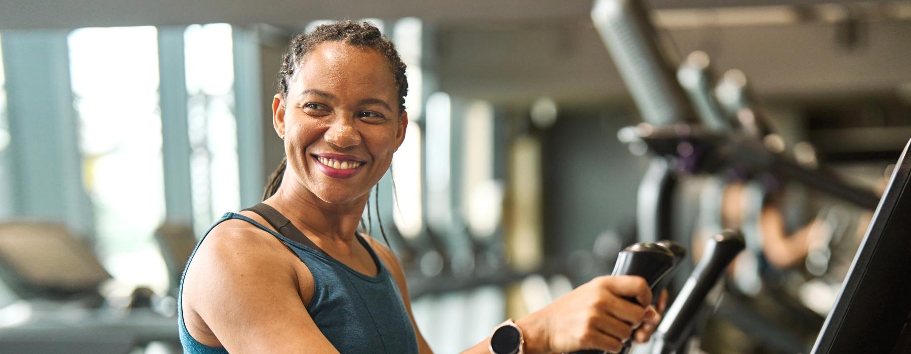 a woman working out in a gym